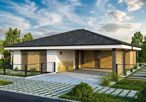 Обзор проекта одноэтажного дома 115 м² с 3 комнатами и большой кухней-гостиной