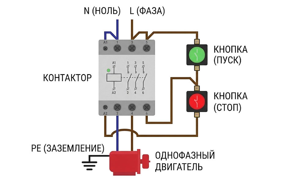 схема подключения генератора к вводному автомату