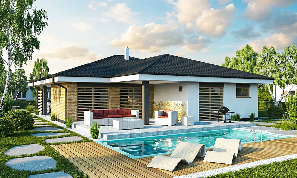 проект дома площадь 115 кв м задний дворик