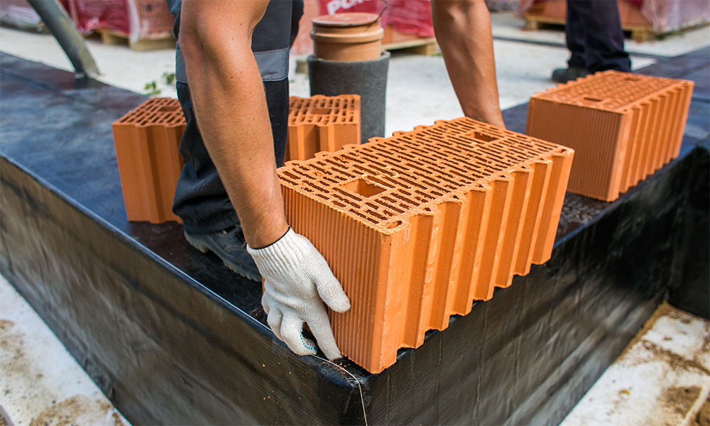 кладка теплоблок Poroterm кермические блоки укладка