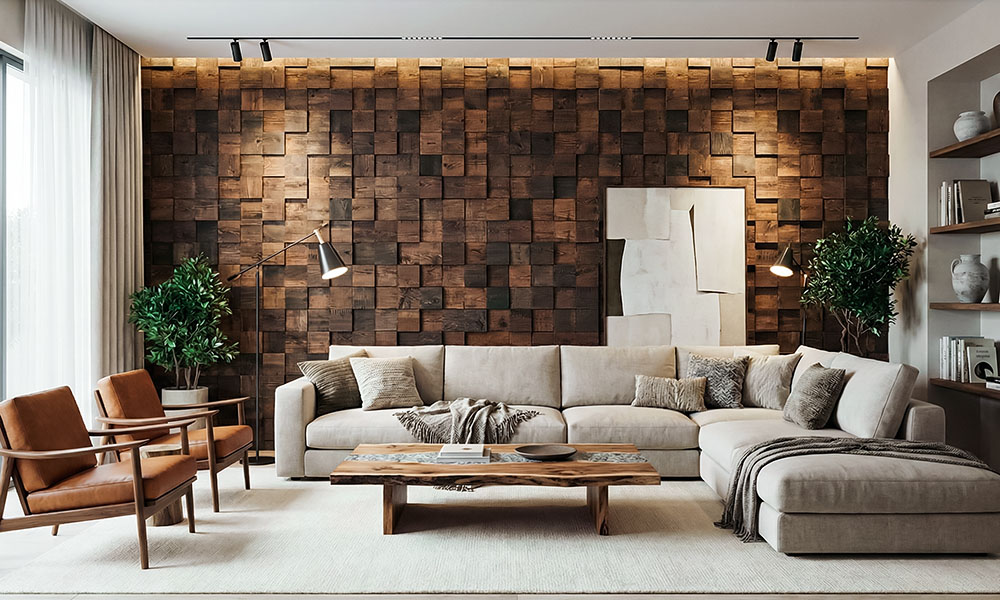 3D декор стен из дерева 3D-мозаика из торцевых спилов