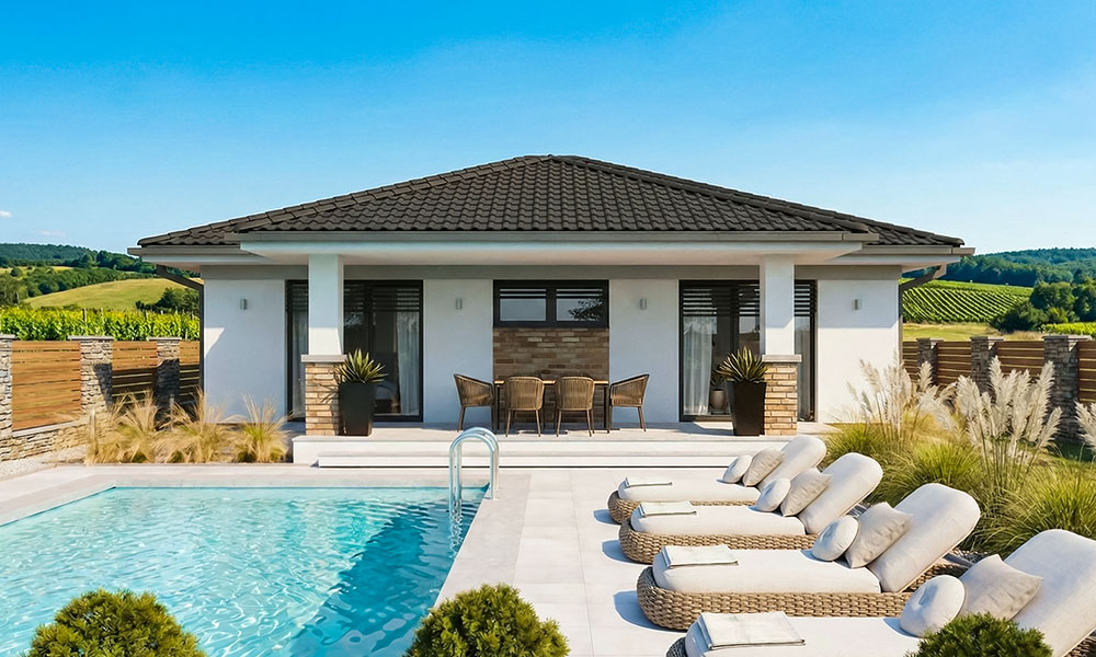 проект дома из газобетона 90 квадратов 11 на 11 с террасой