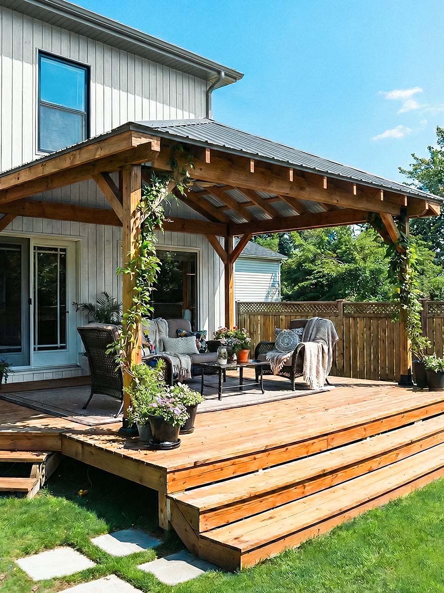  Многоуровневая деревянная веранда