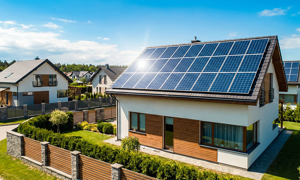 Современный коттедж с солнечными панелями