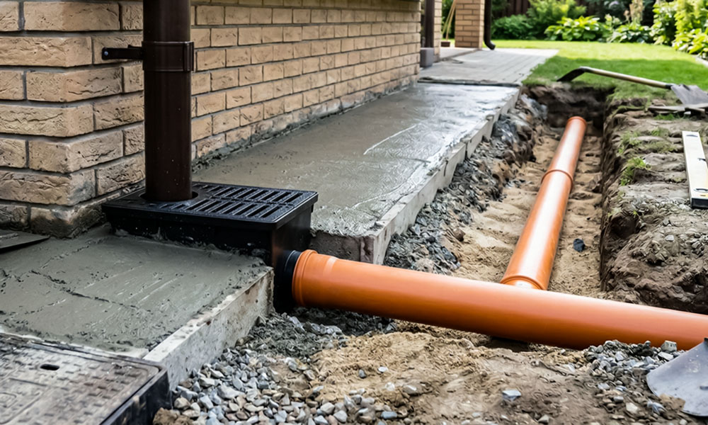 Монтаж дождеприемника под водосточной трубой