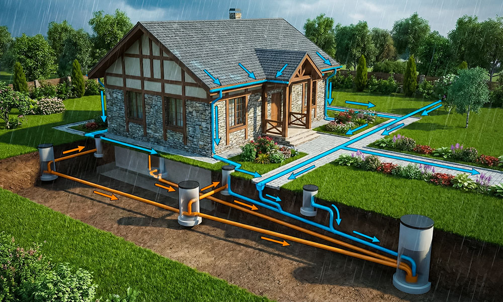 Общая схема водоотведения на участке