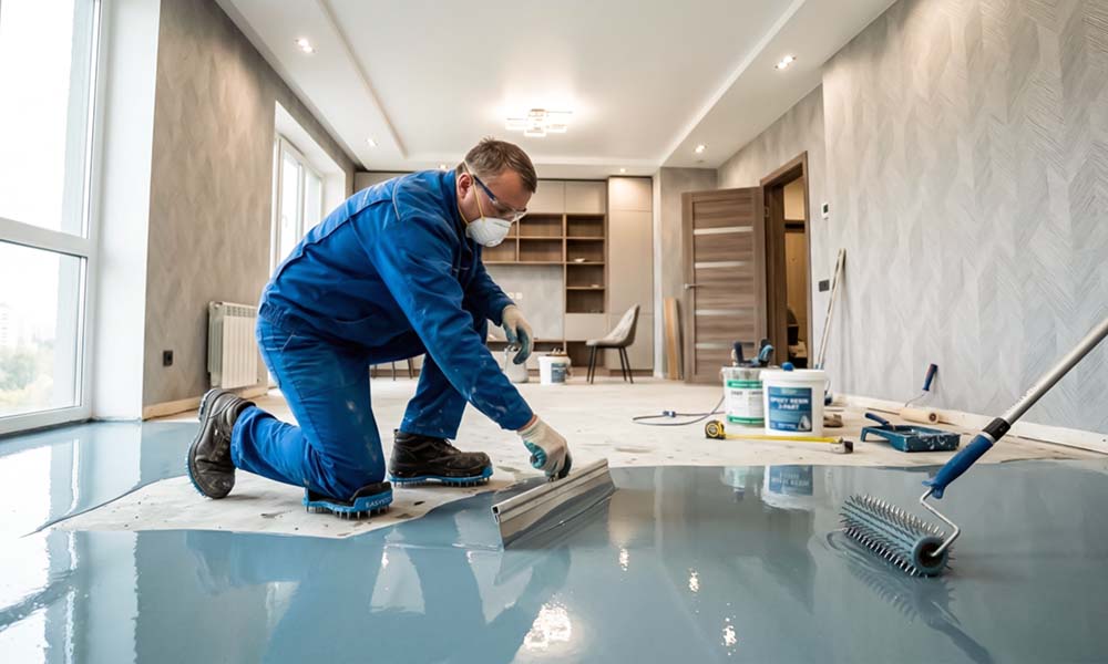 Заливка эпоксидного наливного пола