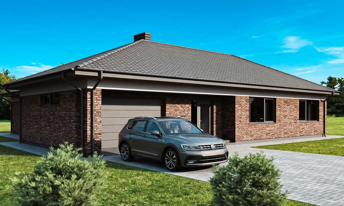 Главный фасад дома 200 кв м с гаражом