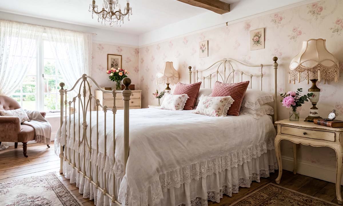 Романтичная спальня - дизайн интерьера спальни в стиле шебби шик