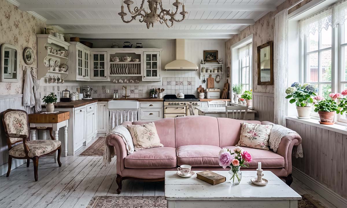 гостиная комната в стиле шебби шик