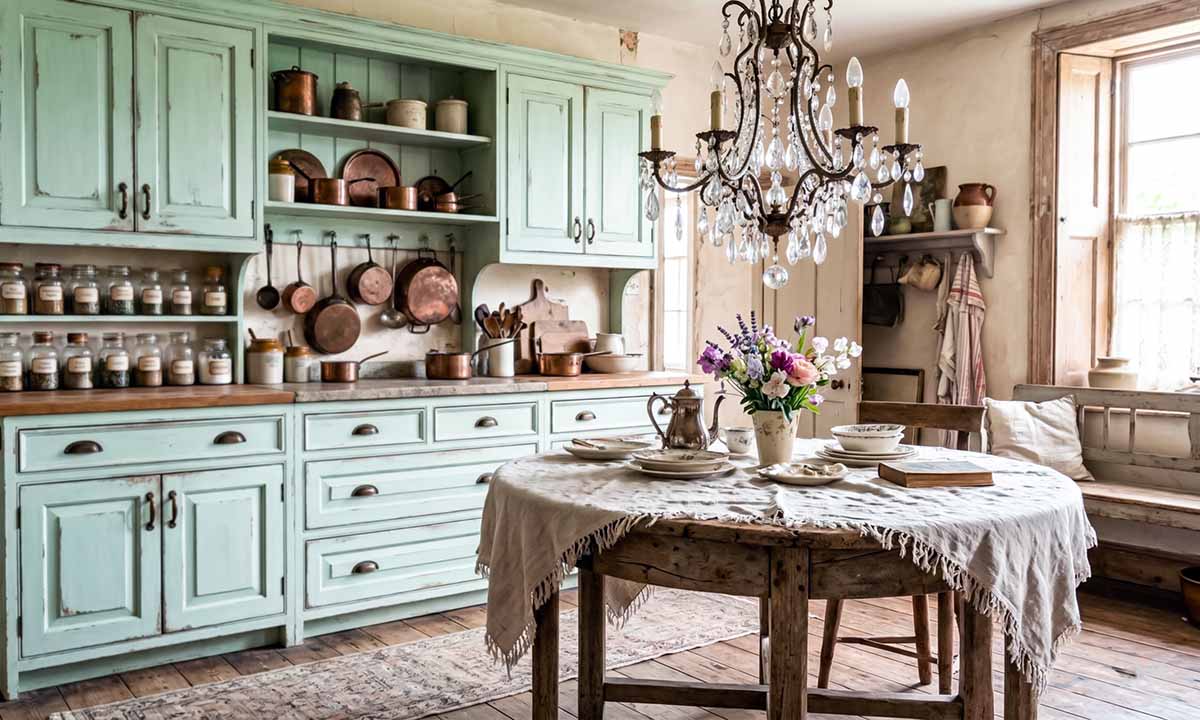 Интерьер кухни в стиле шебби-шик