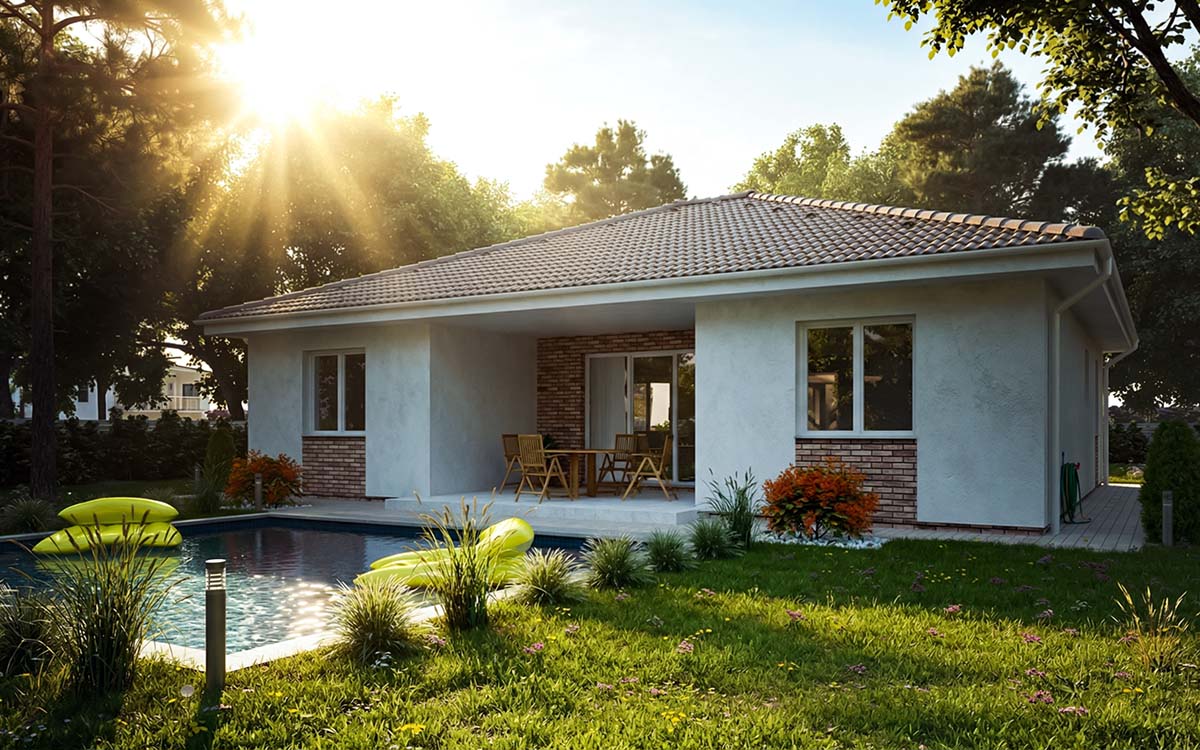 проект дома 120 кв метров с террасой и бассейном