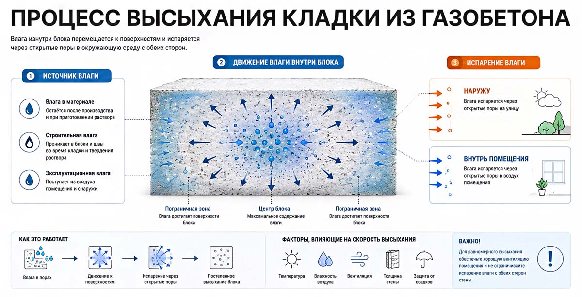 Процесс высыхания кладки