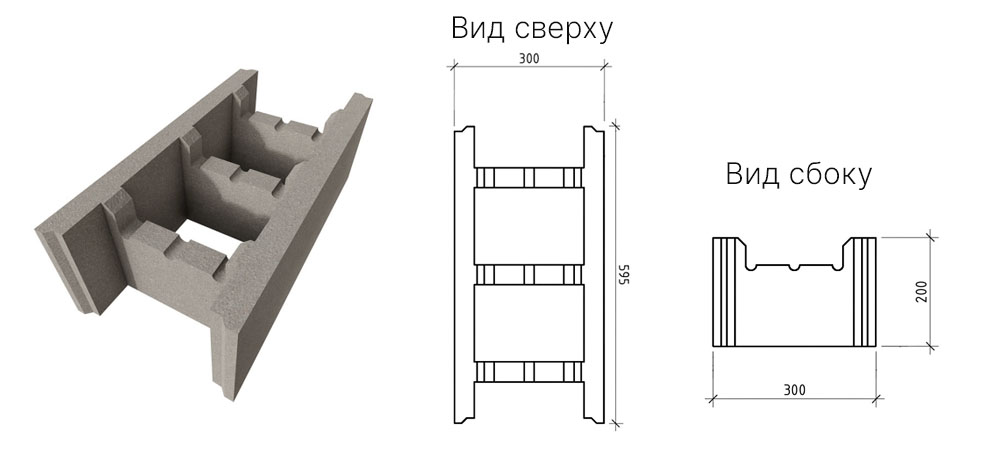смарт блок фундаментный строительный - размеры чертеж