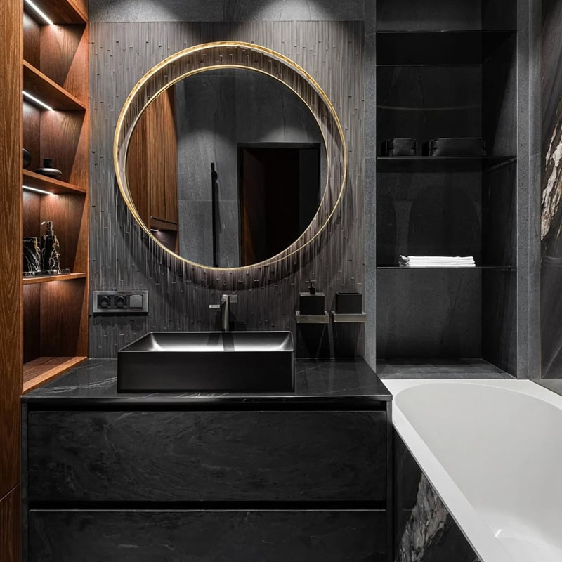 Акцентная стена в ванной комнате в стиле лофт