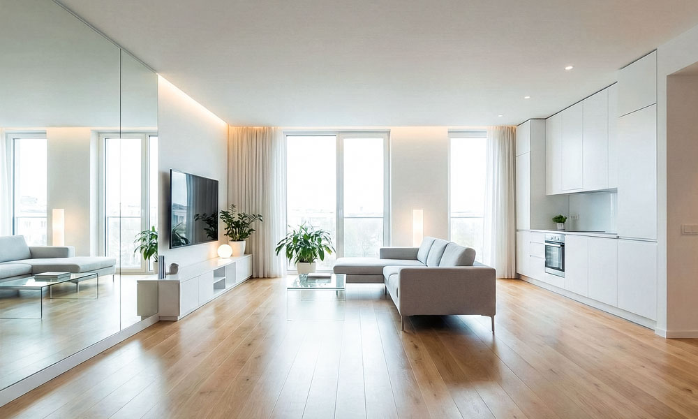 просторный светлый интерьер квартиры