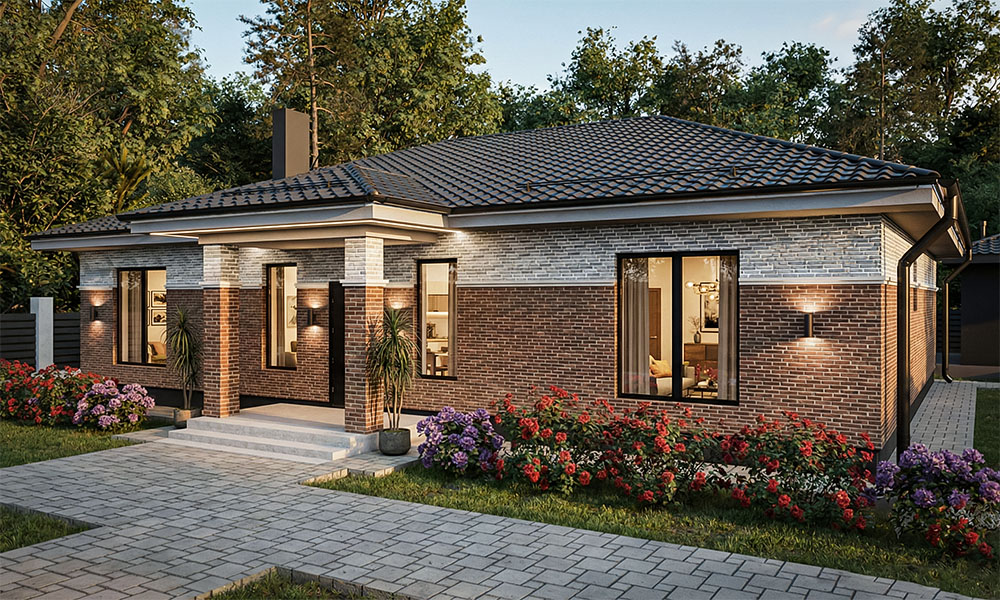 проект частного дома кирпич газобетон 170 кв м