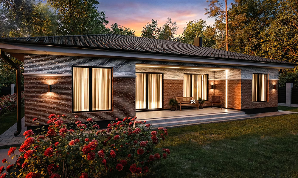 задний двор проект дома газоблоки кирпич 160 кв м