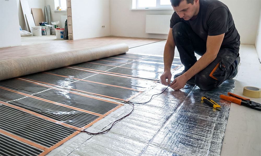 монтаж теплого пола инфракрасные маты укладка