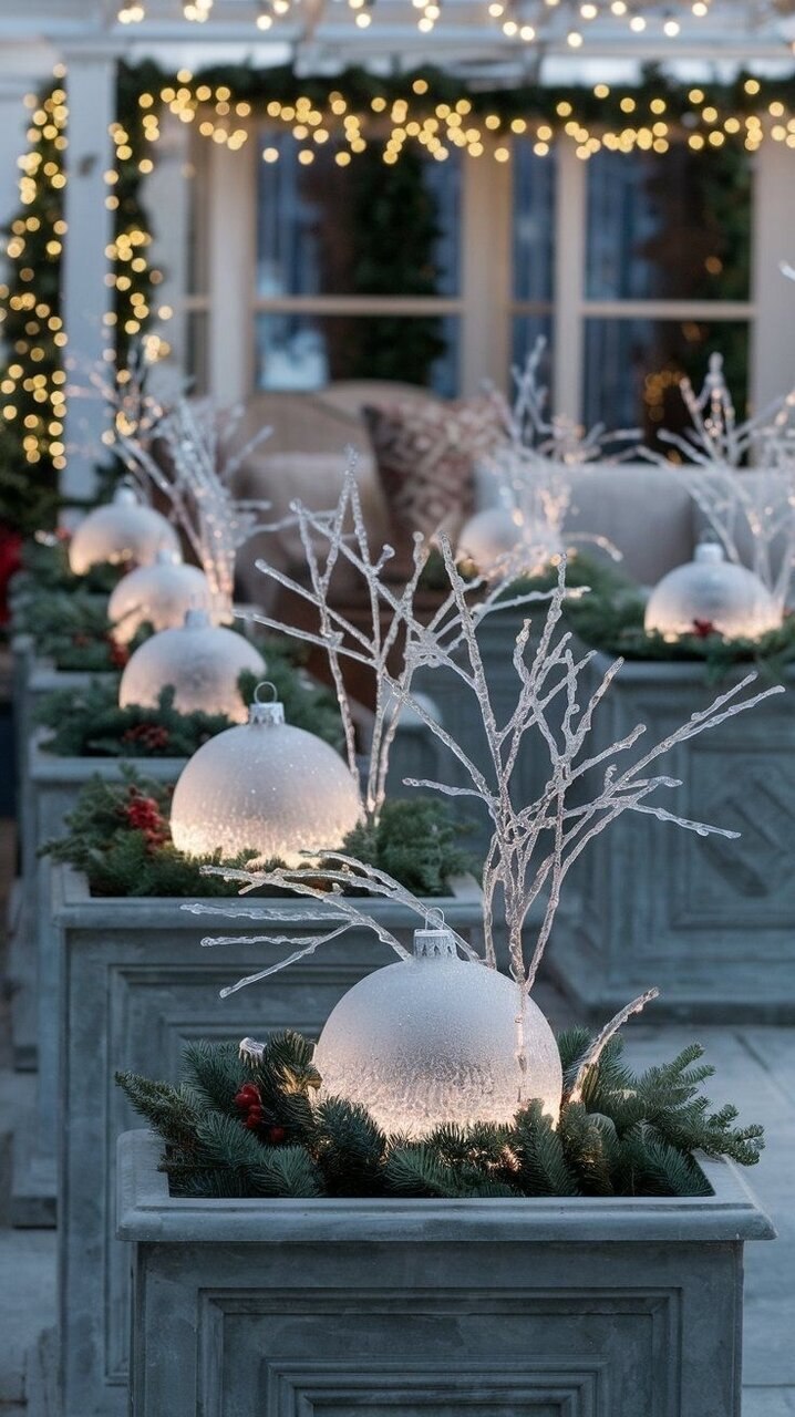 Украшаем зимний дворик новогодний декор