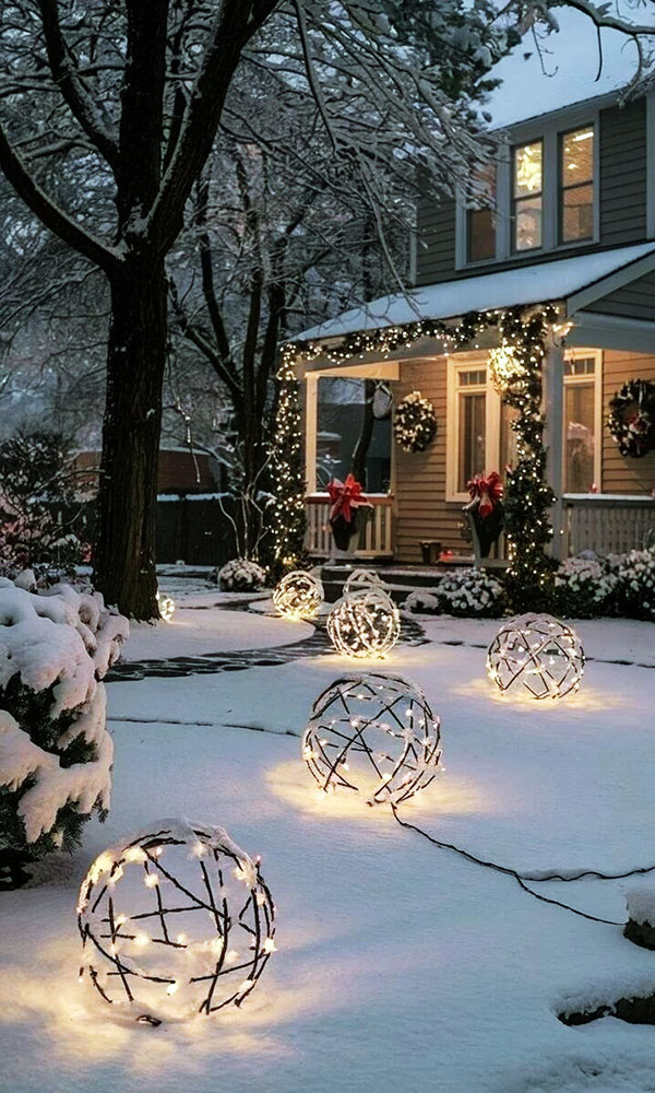 световые шары из гирлянды новогодний декор