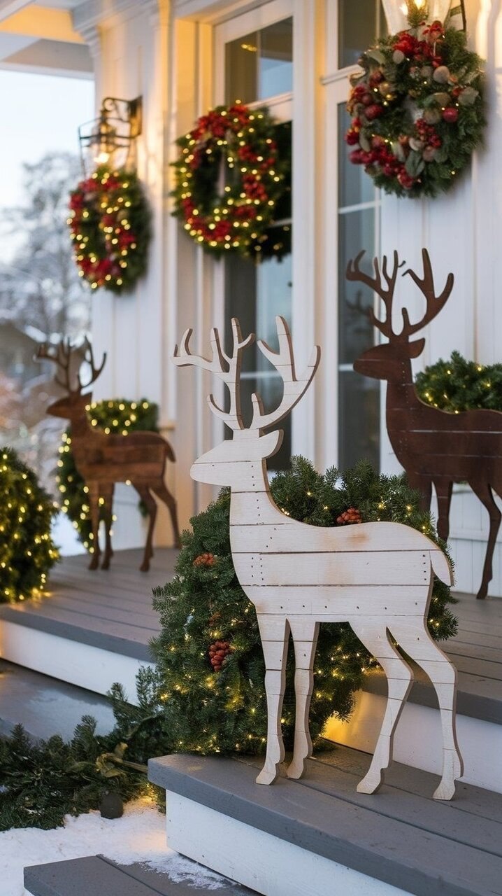 новогоднее украшение силуэты оленя из фанеры